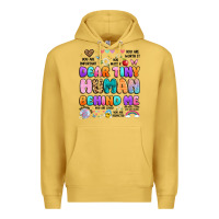 Antique Gold dear tiny human behind me Premium Hoodie - Artiststas