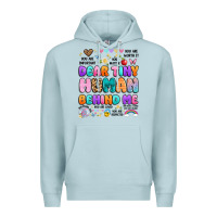 Blue Mist dear tiny human behind me Premium Hoodie - Artiststas