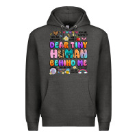 Charcoal Heather dear tiny human behind me Premium Hoodie - Artiststas