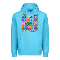 Ocean Blue dear tiny human behind me Premium Hoodie - Artiststas