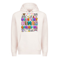 Pale Pink dear tiny human behind me Premium Hoodie - Artiststas
