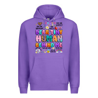 Purple dear tiny human behind me Premium Hoodie - Artiststas