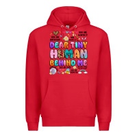 Red dear tiny human behind me Premium Hoodie - Artiststas