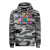 Slate Camo dear tiny human behind me Premium Hoodie - Artiststas