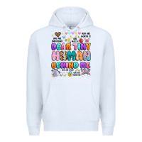 White dear tiny human behind me Premium Hoodie - Artiststas