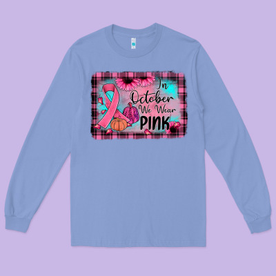 In October We Wear Pink Long Sleeve Tee Designed By Jahusdesignshop