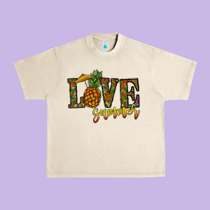 Love Summer Pinapple Urban Heavy Tee Designed By Cowhidedigitalart