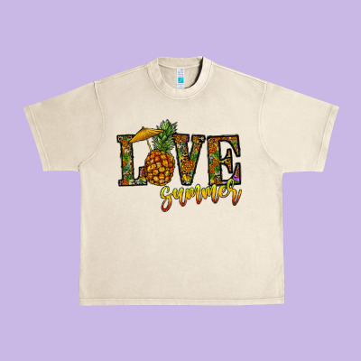 Love Summer Pinapple Urban Heavy Tee Designed By Cowhidedigitalart