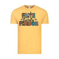 Vintage Mustard faith family freedom Vintage Tee - CowhideDigitalArt