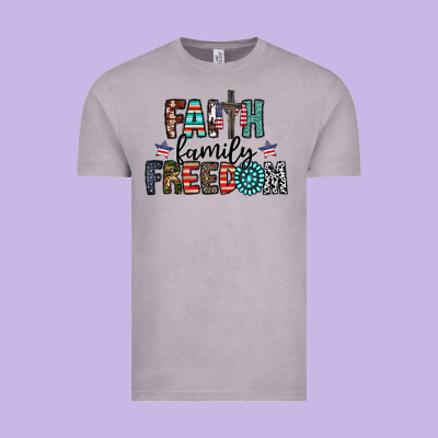 Faith Family Freedom Vintage Tee Designed By Cowhidedigitalart