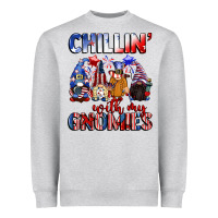 Heather Grey Chillin' with my gnomies 4th of July Heavyweight Sweatshirt - CowGirlArtShop