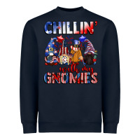 Navy Chillin' with my gnomies 4th of July Heavyweight Sweatshirt - CowGirlArtShop