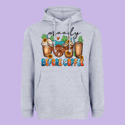 Moody Before Coffee Heavyweight Hoodie Designed By Maliassmallbusiness
