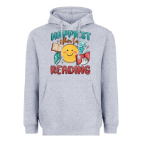 Heather Grey happiest when i'm reading Heavyweight Hoodie - MaliasSmallBusiness