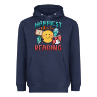Navy happiest when i'm reading Heavyweight Hoodie - MaliasSmallBusiness