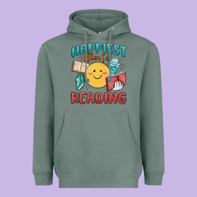 Happiest When I'm Reading Heavyweight Hoodie Designed By Maliassmallbusiness