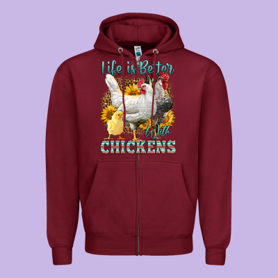 Western Life Is Better With Chickens Zipper Hoodie Designed By Lillyallendesigns