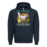 Navy Western Life Is Better With Chickens Zipper Hoodie - LillyAllenDesigns