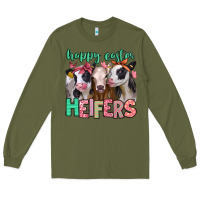 Army Green happy easter heifers Long Sleeve Tee - Jasminsmagicworld