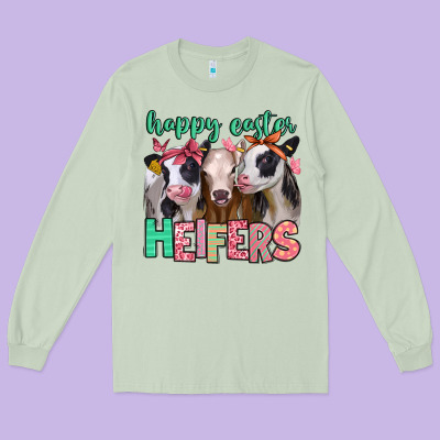 Happy Easter Heifers Long Sleeve Tee Designed By Jasminsmagicworld