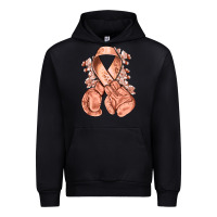 Black Uterine Cancer peach ribbon with boxing gloves Urban Hoodie - NancyCooperArtShop
