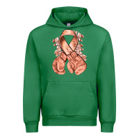 Emerald Uterine Cancer peach ribbon with boxing gloves Urban Hoodie - NancyCooperArtShop