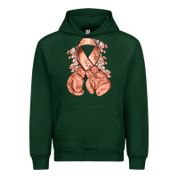Forest Green Uterine Cancer peach ribbon with boxing gloves Urban Hoodie - NancyCooperArtShop