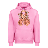 Fuchsia Pink Uterine Cancer peach ribbon with boxing gloves Urban Hoodie - NancyCooperArtShop
