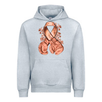 Heather Grey Uterine Cancer peach ribbon with boxing gloves Urban Hoodie - NancyCooperArtShop