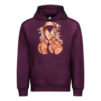 Mauve Wine Uterine Cancer peach ribbon with boxing gloves Urban Hoodie - NancyCooperArtShop
