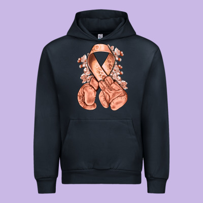 Uterine Cancer Peach Ribbon With Boxing Gloves Urban Hoodie Designed By Nancycooperartshop