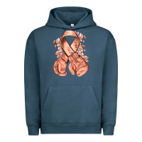 Pigment Midnight Navy Uterine Cancer peach ribbon with boxing gloves Urban Hoodie - NancyCooperArtShop