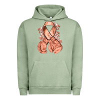 Pigment Oil Green Uterine Cancer peach ribbon with boxing gloves Urban Hoodie - NancyCooperArtShop