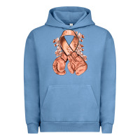 Pigment Pebble Blue Uterine Cancer peach ribbon with boxing gloves Urban Hoodie - NancyCooperArtShop