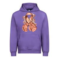 Tulip Uterine Cancer peach ribbon with boxing gloves Urban Hoodie - NancyCooperArtShop