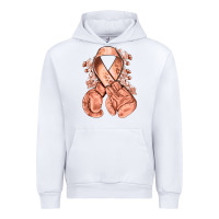 White Uterine Cancer peach ribbon with boxing gloves Urban Hoodie - NancyCooperArtShop