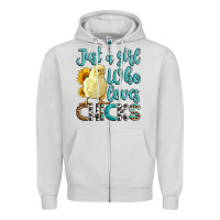 Dove Grey Western Just A Girl Who loves Chicks Zipper Hoodie - LillyAllenDesigns