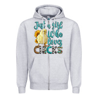 Heather Grey Western Just A Girl Who loves Chicks Zipper Hoodie - LillyAllenDesigns