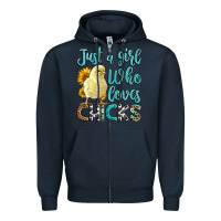 Navy Western Just A Girl Who loves Chicks Zipper Hoodie - LillyAllenDesigns