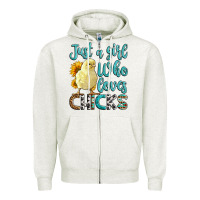 Oatmeal Heather Western Just A Girl Who loves Chicks Zipper Hoodie - LillyAllenDesigns