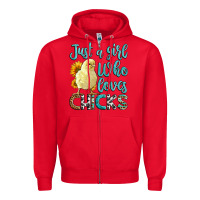 Red Western Just A Girl Who loves Chicks Zipper Hoodie - LillyAllenDesigns