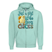 Seafoam Western Just A Girl Who loves Chicks Zipper Hoodie - LillyAllenDesigns