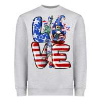 Heather Grey Love 4th of July with gnomes 4th of july Heavyweight Sweatshirt - CowGirlArtShop