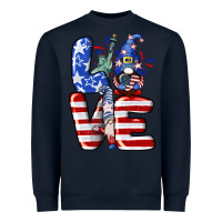 Navy Love 4th of July with gnomes 4th of july Heavyweight Sweatshirt - CowGirlArtShop