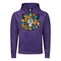 Cloud Purple bull skull with sunflower Vintage Hoodie - RanaPortraitStore