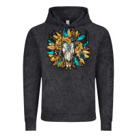 Vintage Black bull skull with sunflower Vintage Hoodie - RanaPortraitStore