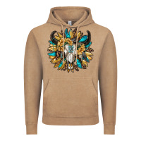 Vintage Coffee bull skull with sunflower Vintage Hoodie - RanaPortraitStore