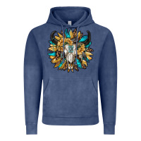 Vintage Denim bull skull with sunflower Vintage Hoodie - RanaPortraitStore