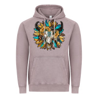Vintage Zinc bull skull with sunflower Vintage Hoodie - RanaPortraitStore