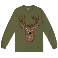 Army Green deer Long Sleeve Tee - JahusDesignShop